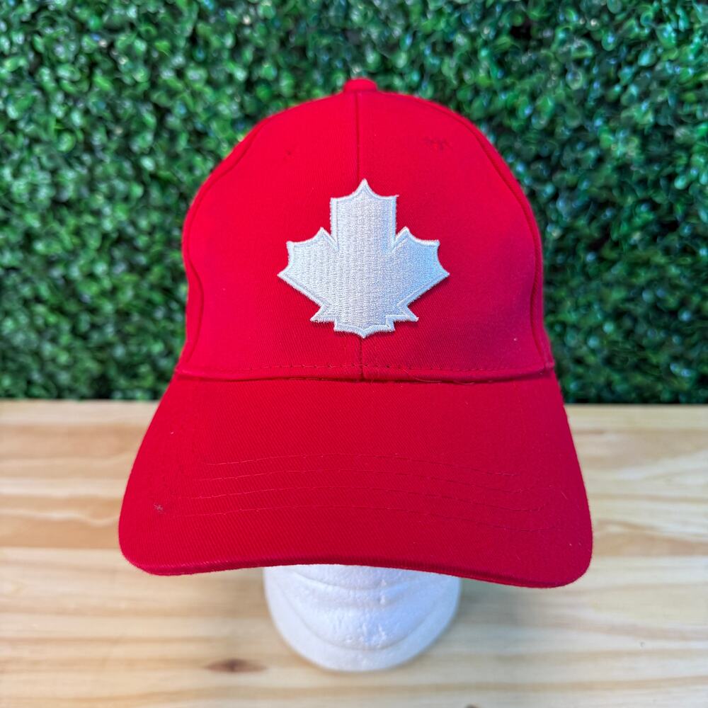 Canada Tim Horton's Red Adjustable Fit Hat Cap Maple Leaf One Size OSFA